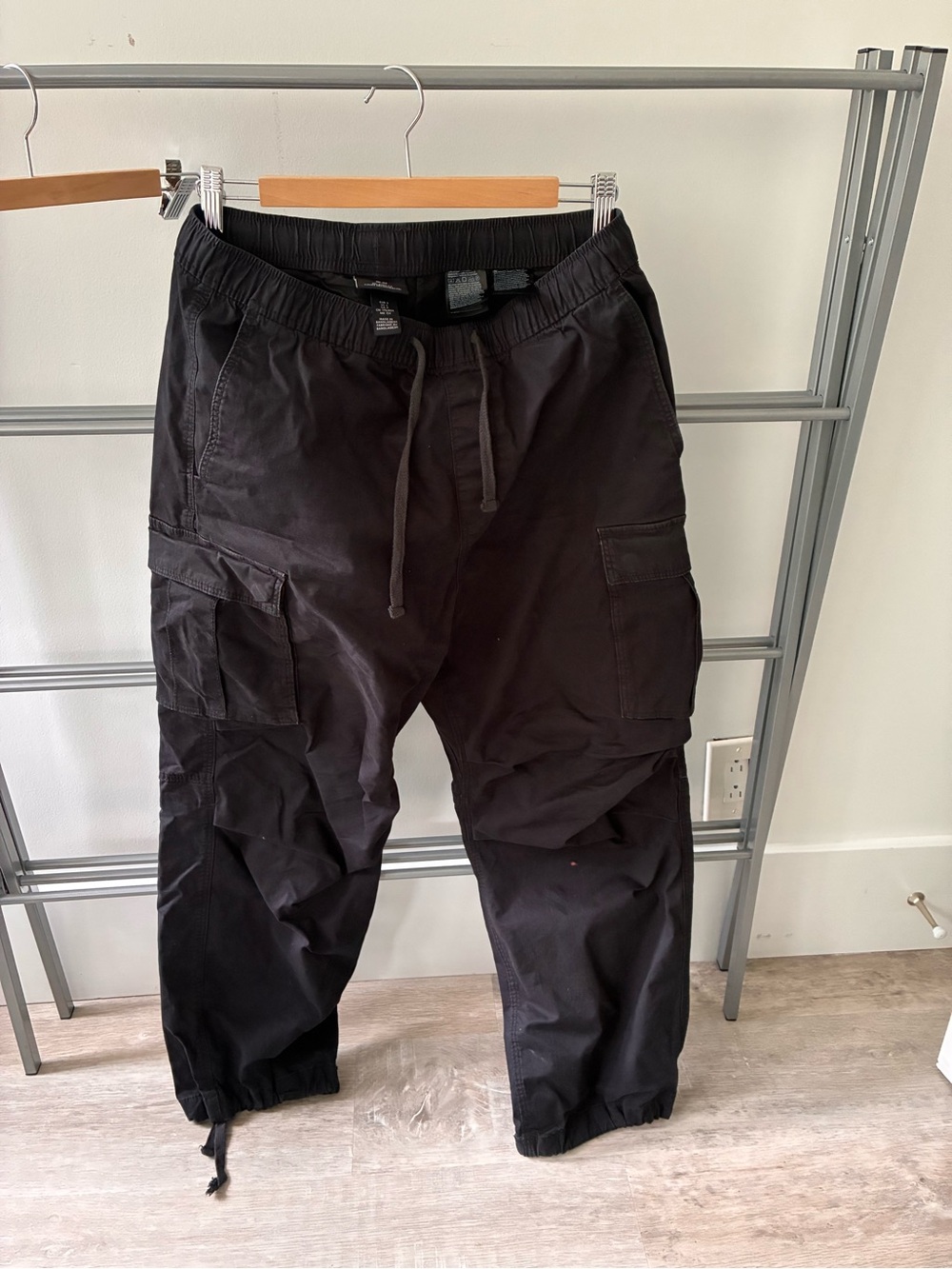 H&M Black Cargo Joggers with Drawstring Waist